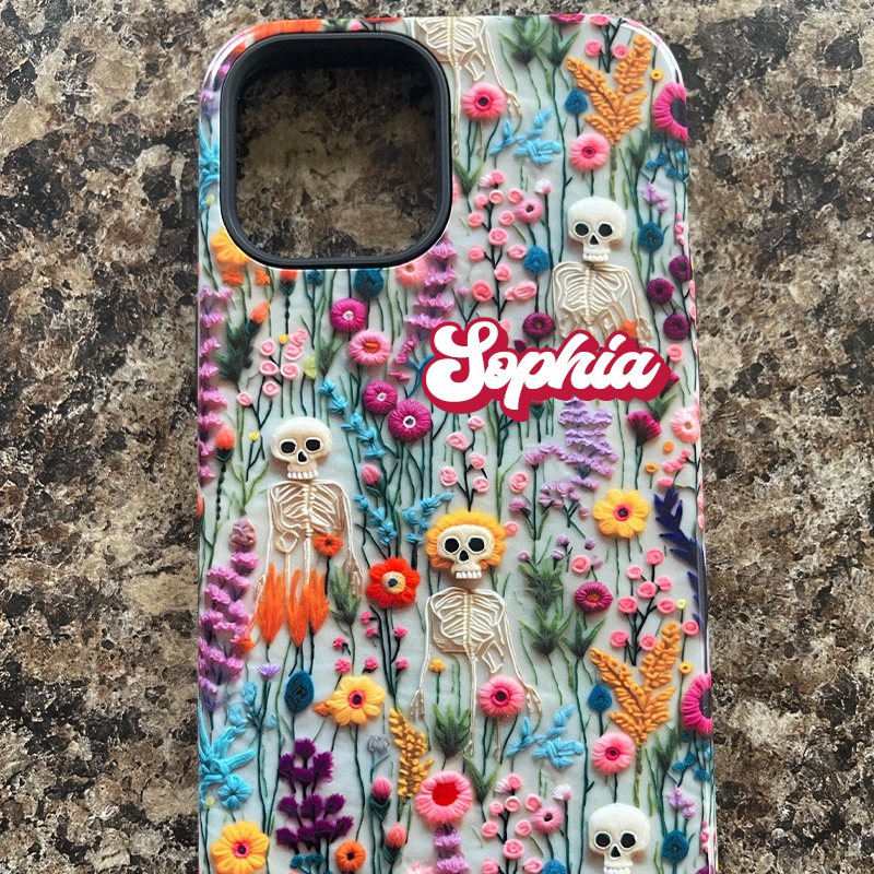 Personalised Name Vintage Skeletons Halloween Phone Case | OFCase132