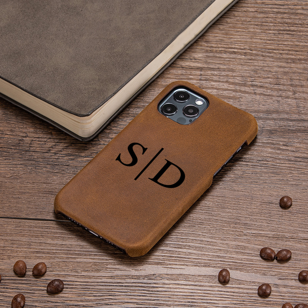 Personalised Monogram Engraved  Genuine Leather Phone Case | OFCase139