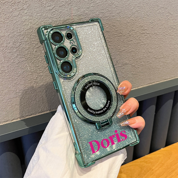 Personalized Magnetic Glitter Bling Phone Case with Stand Holder for iPhone & Samsung | OFCase150