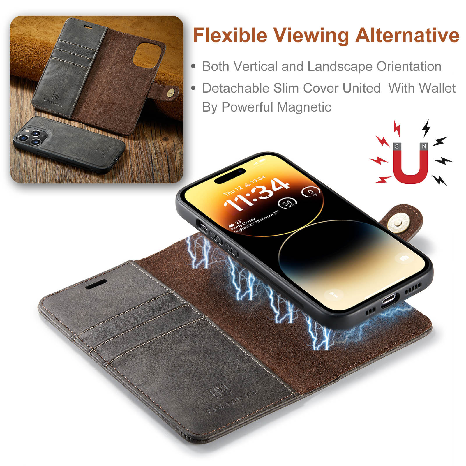 Personalised Monogram Detachable Magnetic Phone Wallet Case | OFCase135
