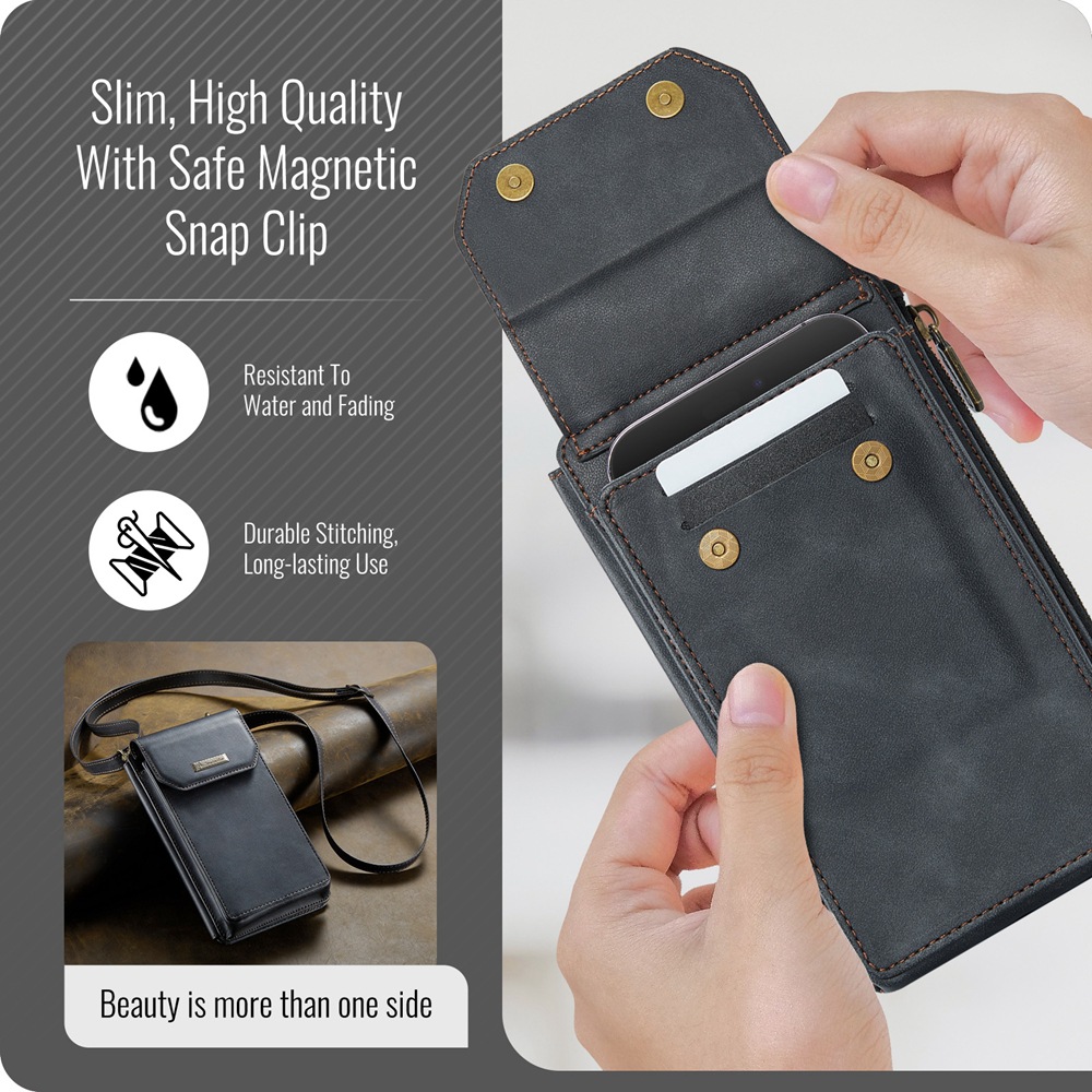 Personalized Name Crossbody Zip Card Slot Leather Phone Bags | OFBag05