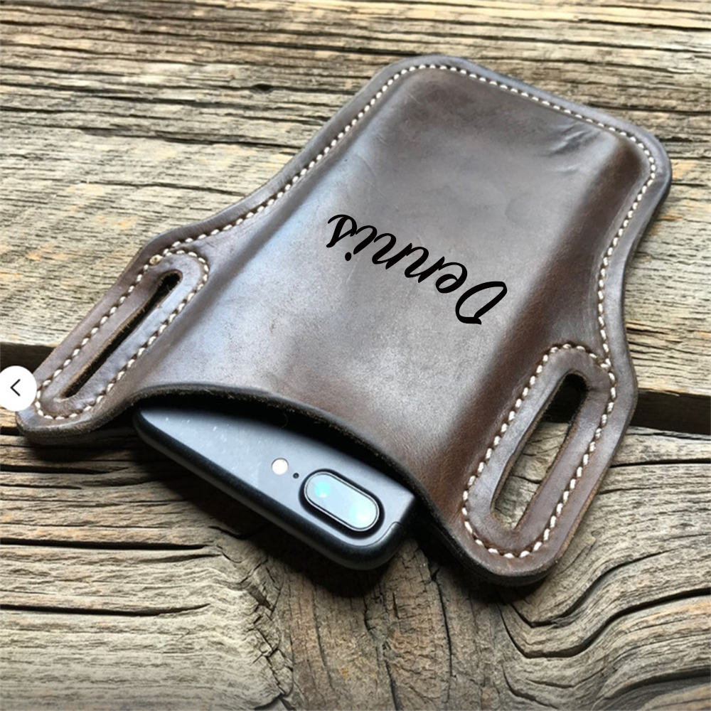 Personalised Leather Phone Holster with Belt Loops | OFCase113