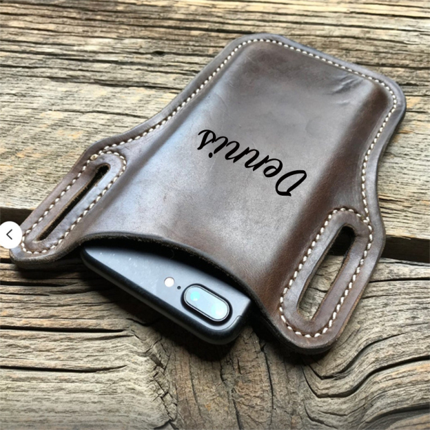 Personalised Leather Phone Holster with Belt Loops | OFCase113