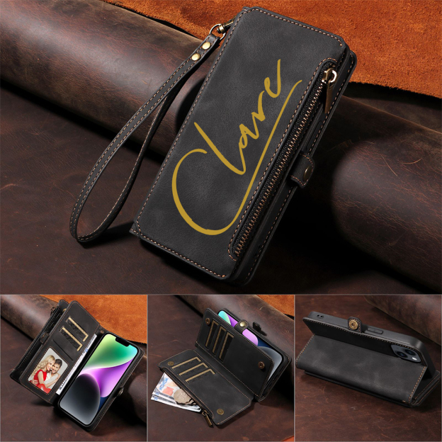 Personalised Monogram Card Holder Zipper Wallet Phone Case | OFCase116