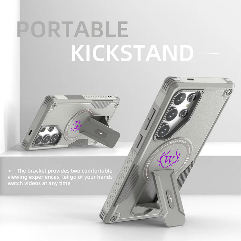 Personalized Monogram Magnetic Phone Case for iPhone and Samsung with Invisible Stand | OFCase159