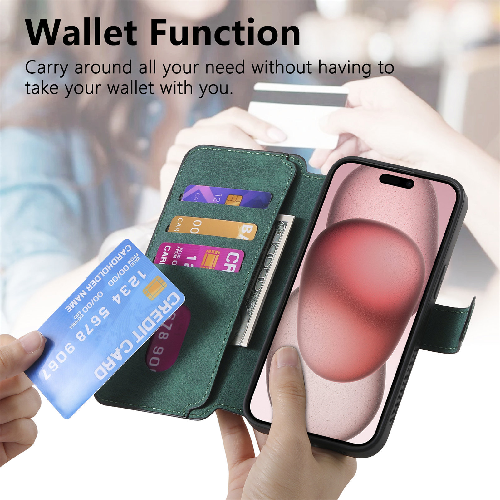 Personalised Monogram Detachable Magnetic Wallet Phone Case | OFCase136