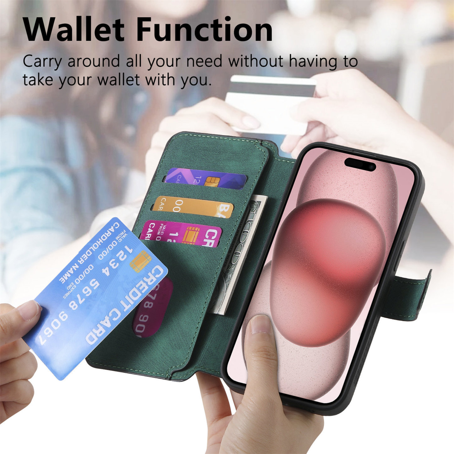 Personalised Monogram Detachable Magnetic Wallet Phone Case | OFCase136