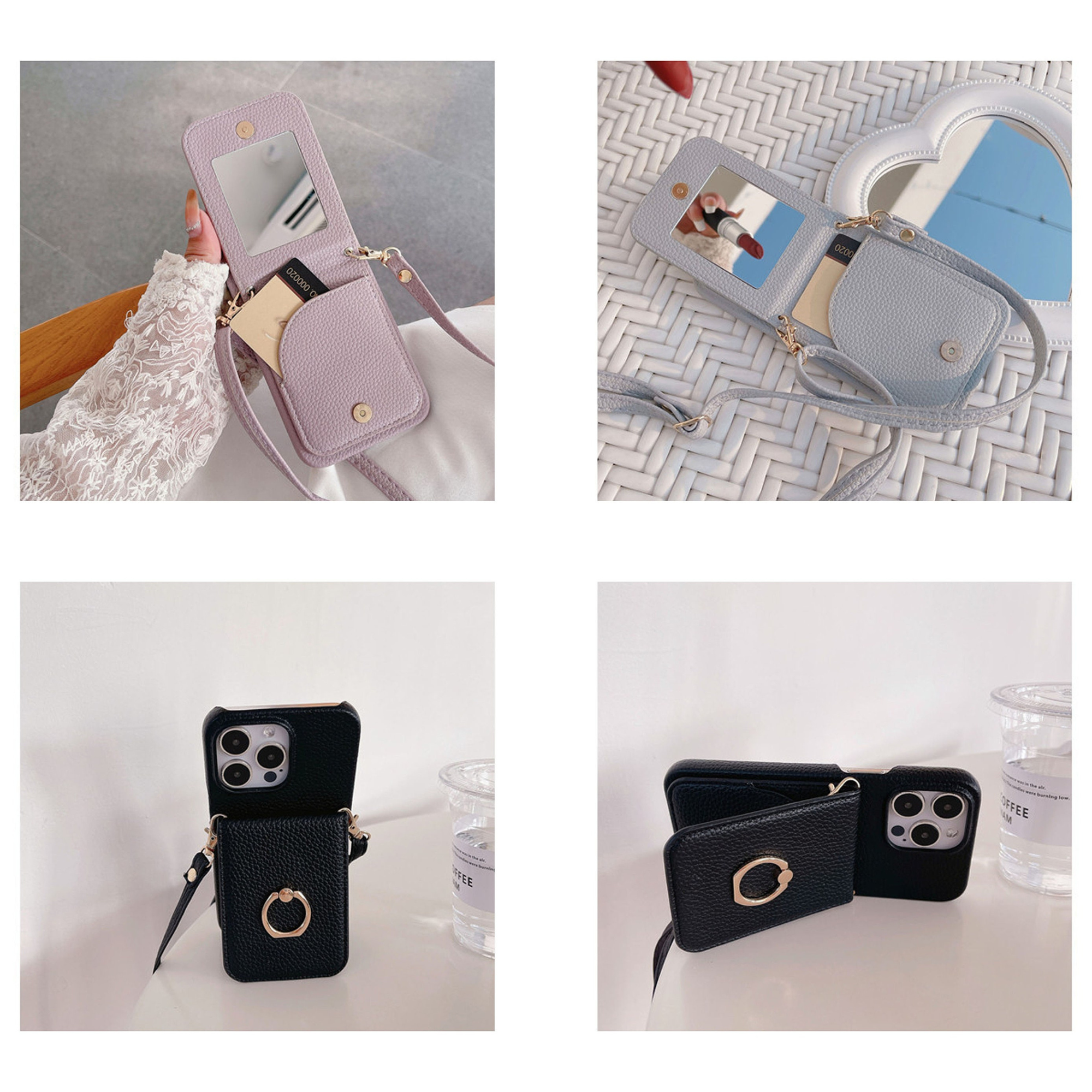 Personalized Leather Crossbody Phone Case with Card Slot | OFCase127