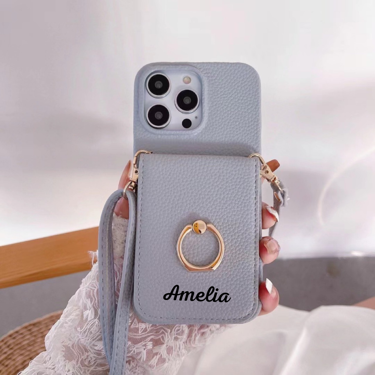 Personalized Leather Crossbody Phone Case with Card Slot | OFCase127