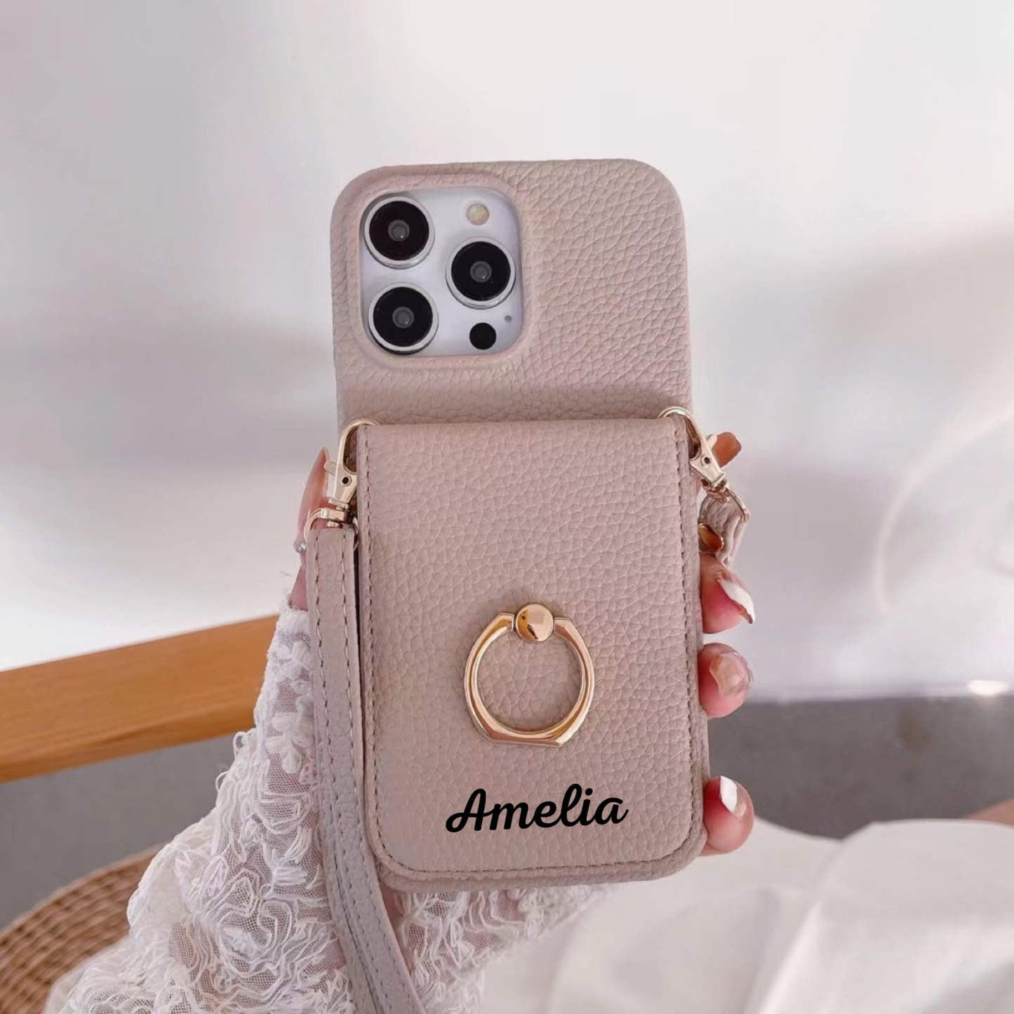 Personalized Leather Crossbody Phone Case with Card Slot | OFCase127