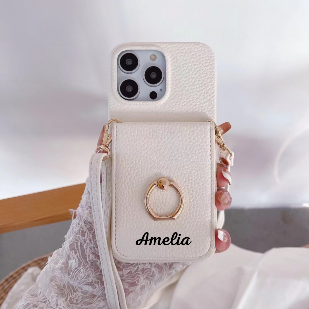 Personalized Leather Crossbody Phone Case with Card Slot | OFCase127