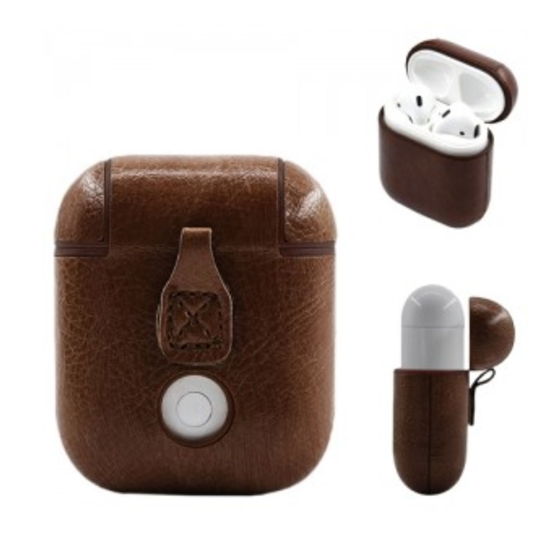 Personalized Engraved Leather AirPod Case with Clip Keychain | OFPod09