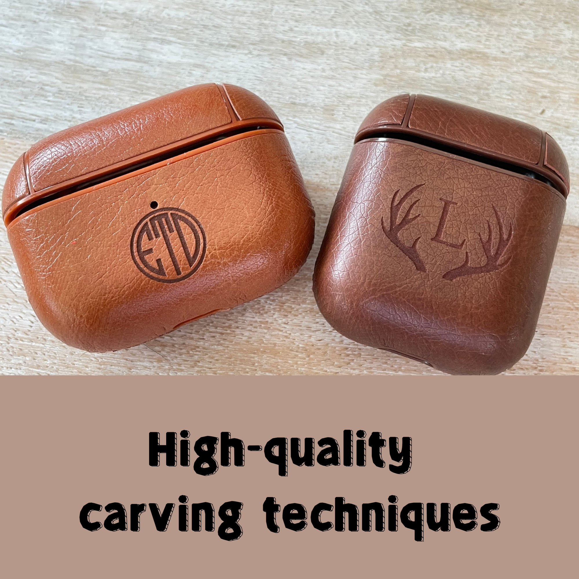 Personalized Engraved Leather AirPod Case with Clip Keychain | OFPod09