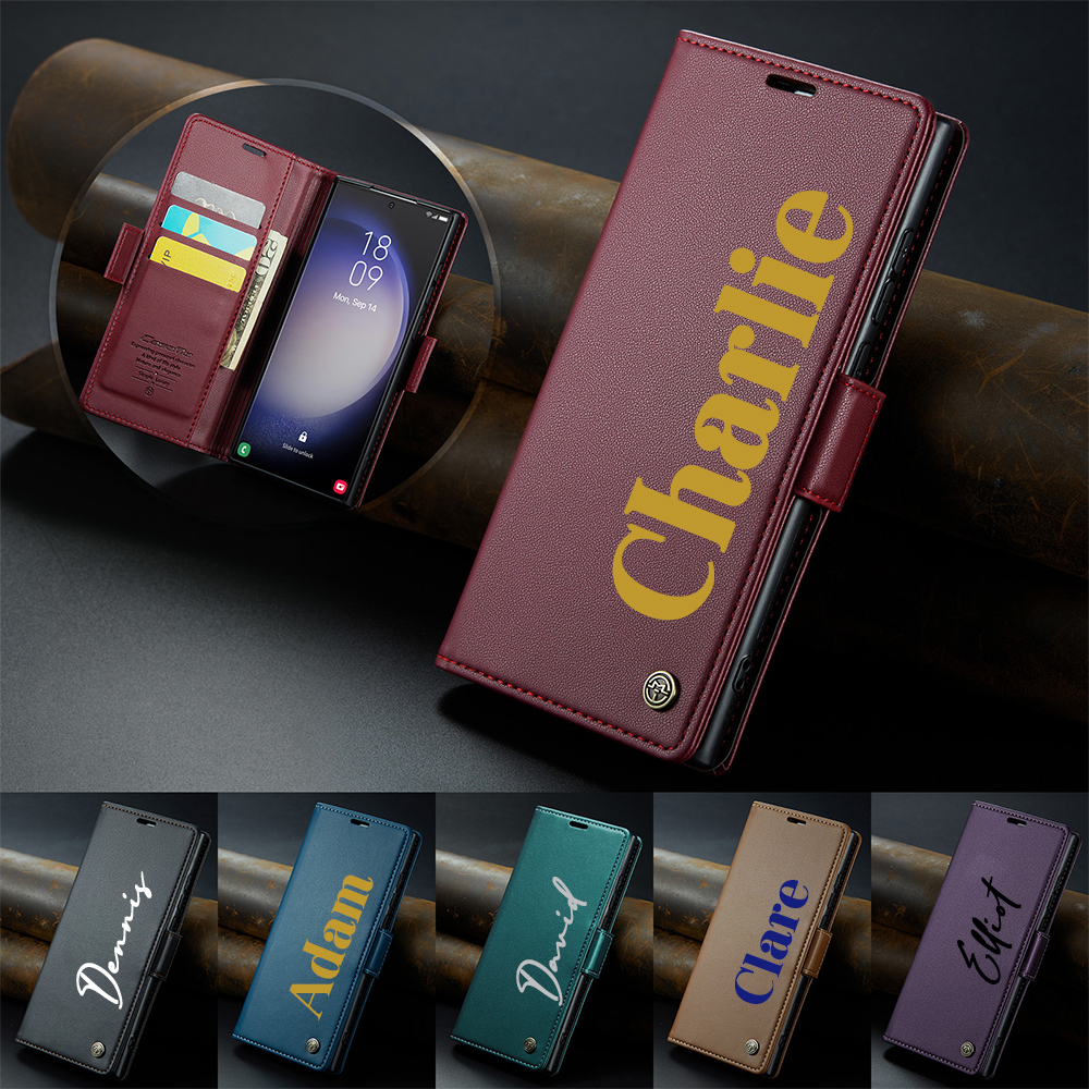 Personalised Monogram Magnetic Card Holder Wallet Phone Case for iPhone & Samsung & Google Pixel | OFCase154