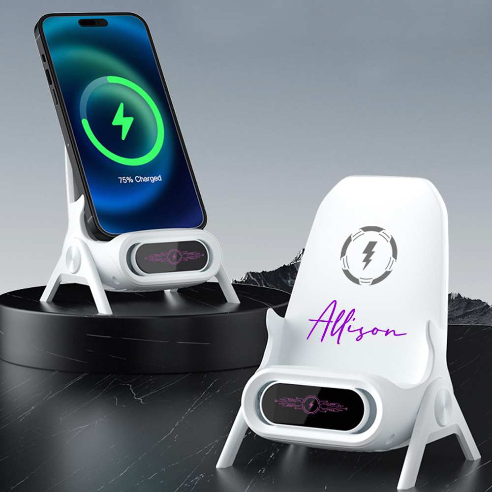 Personalized Chair Multifunctional Wireless Charger Station with Sound Amplifier & Phone Holder | OFCharger02