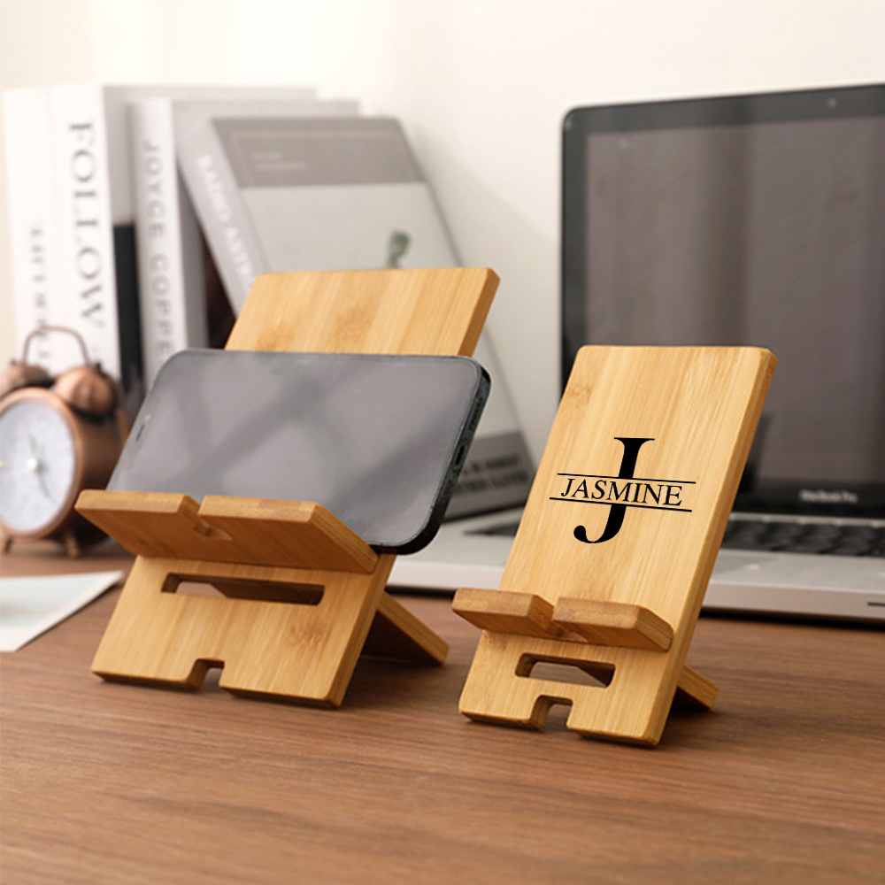 Personalized Monogram Engraving Wood Phone/Pad Holder | OFStand05