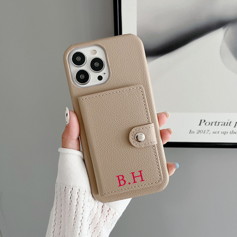 Personalized Monogram Leather Phone Cover Case with Card Pocket | OFCase096