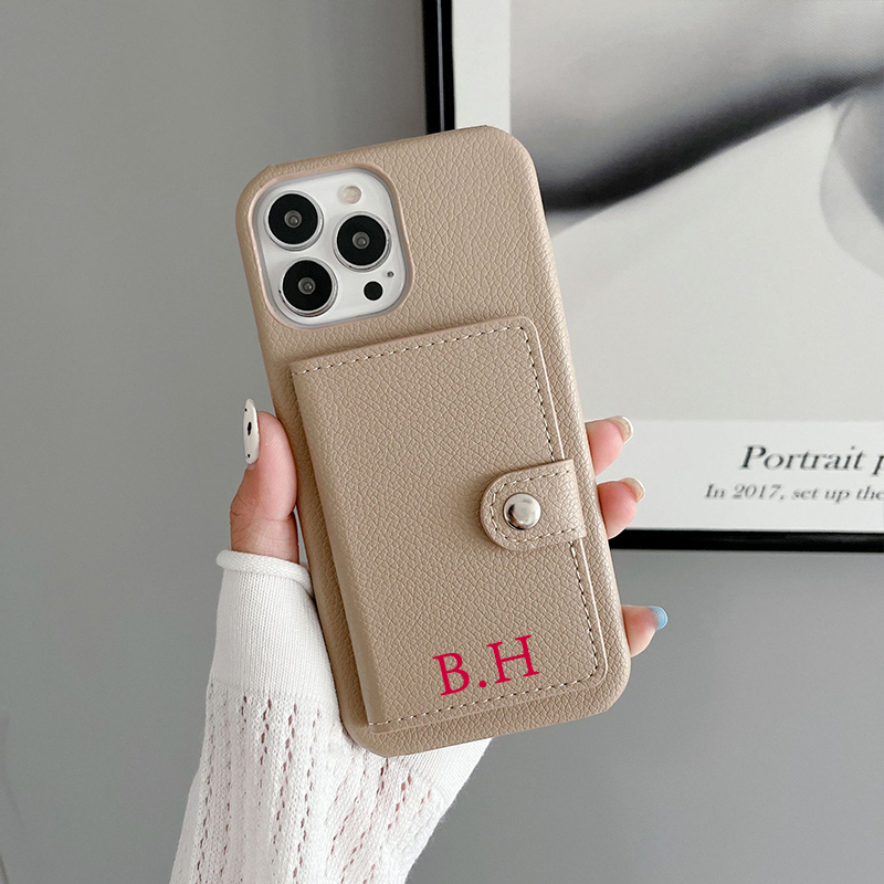 Personalized Monogram Leather Phone Cover Case with Card Pocket | OFCase096