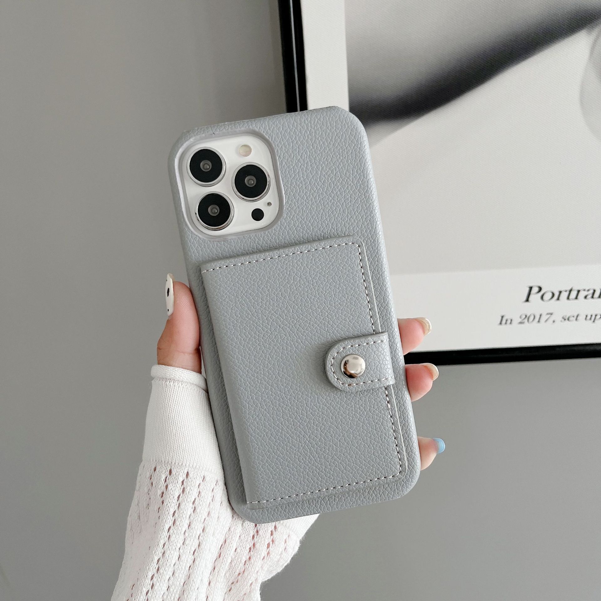 Personalized Monogram Leather Phone Cover Case with Card Pocket | OFCase096