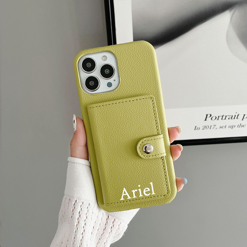 Personalized Monogram Leather Phone Cover Case with Card Pocket | OFCase096