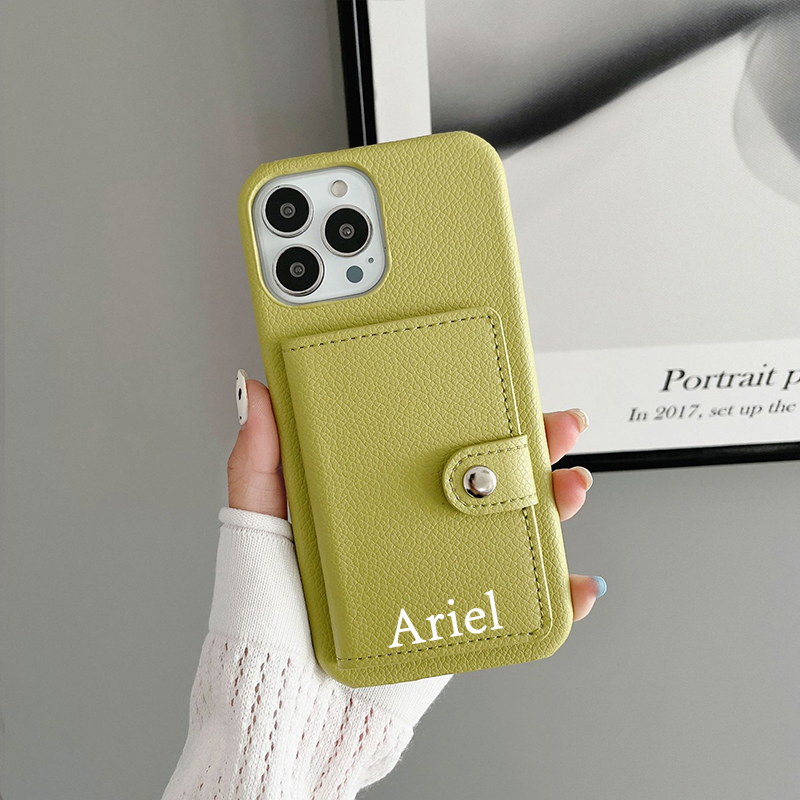 Personalized Monogram Leather Phone Cover Case with Card Pocket | OFCase096