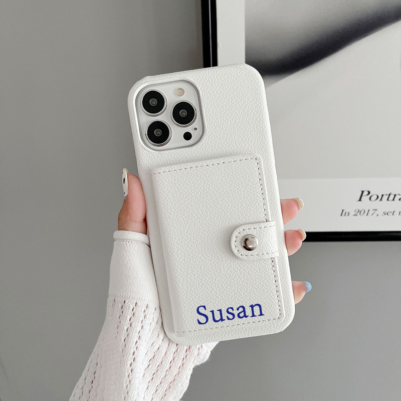 Personalized Monogram Leather Phone Cover Case with Card Pocket | OFCase096