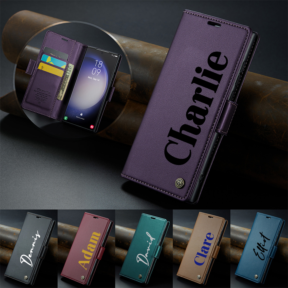 Personalised Monogram Magnetic Card Holder Wallet Phone Case for iPhone & Samsung & Google Pixel | OFCase154