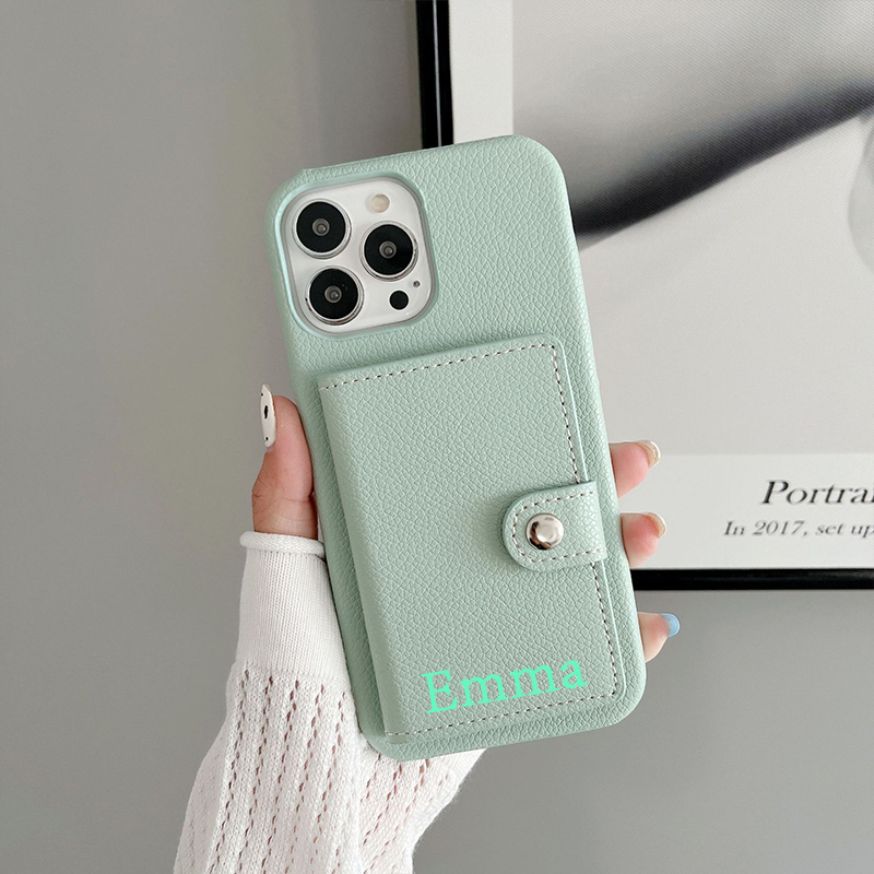 Personalized Monogram Leather Phone Cover Case with Card Pocket | OFCase096