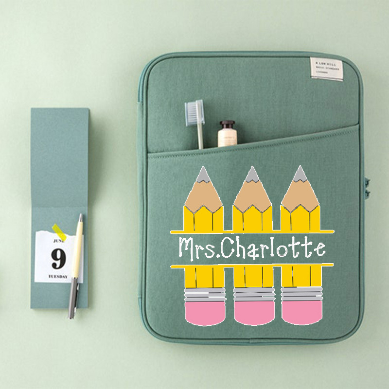 Personalized Name Pencil Teacher Laptop Case Bag | OFBag06