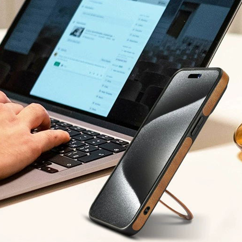 Personalized Leather Monogram Magnetic Phone Case with Magsafe & Kickstand | OFCase145