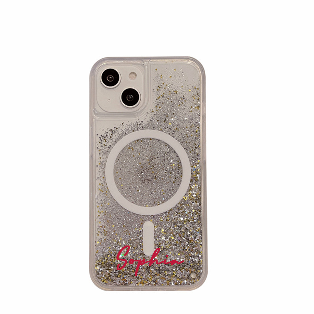 Personalized Magnetic Liquid Quicksand Glitter Bling iPhone Case | OFCase148