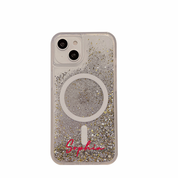 Personalized Magnetic Liquid Quicksand Glitter Bling iPhone Case | OFCase148