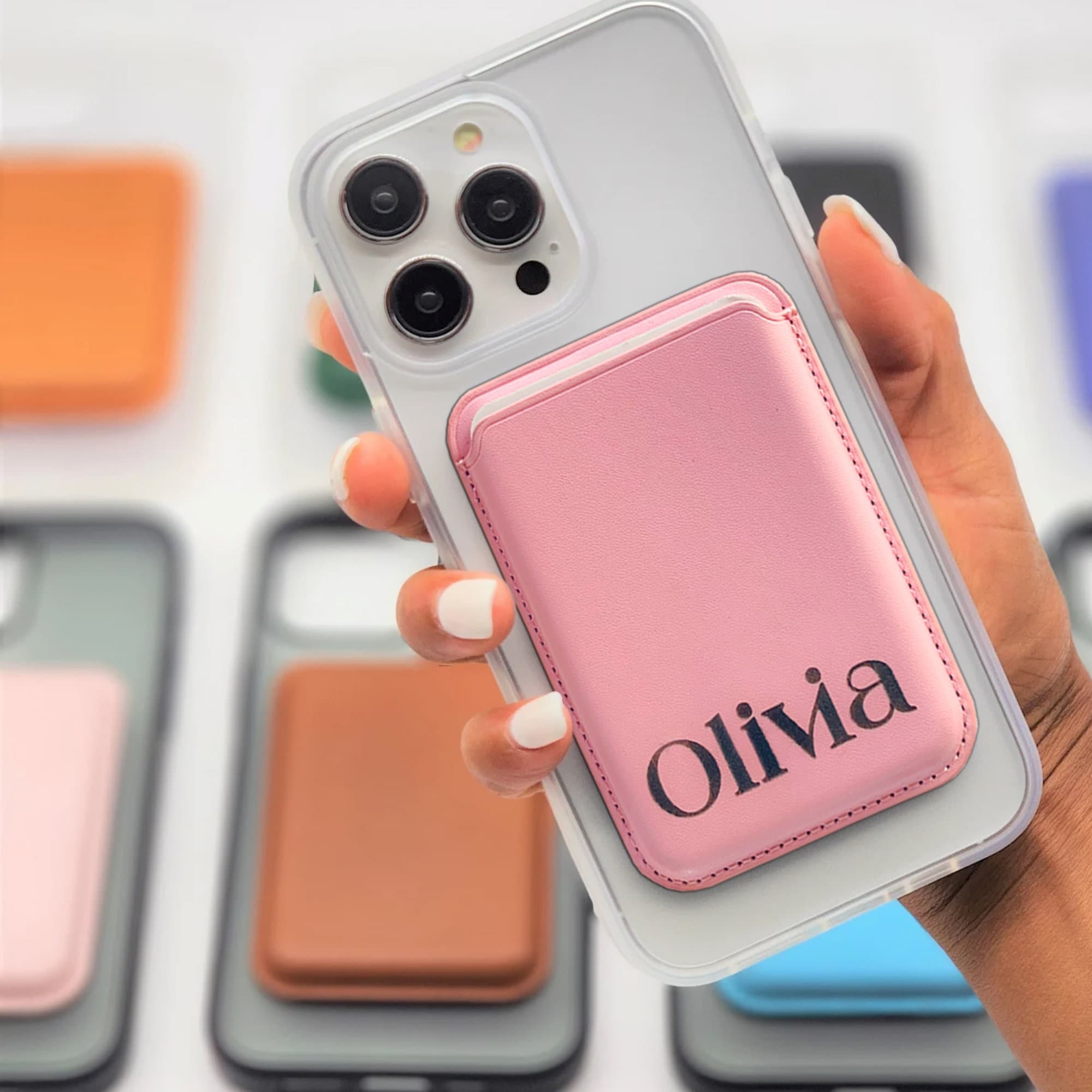 Personalized Leather Magnetic Card Holder for Phone | OFBag03