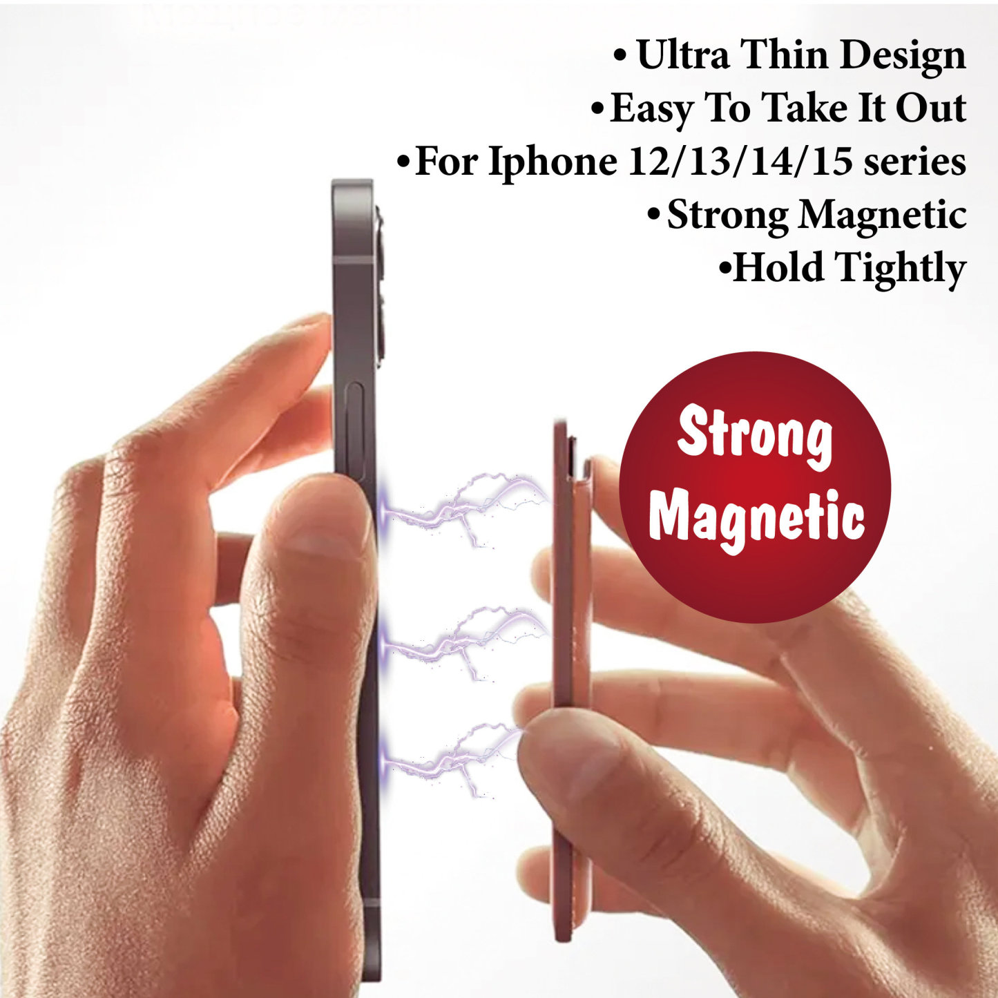 Personalized Leather Magnetic Card Holder for Phone | OFBag03