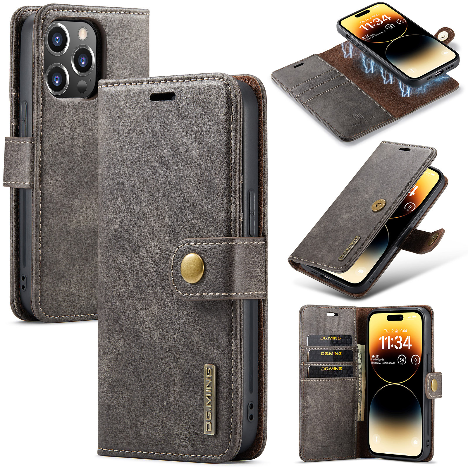 Personalised Monogram Detachable Magnetic Phone Wallet Case | OFCase135