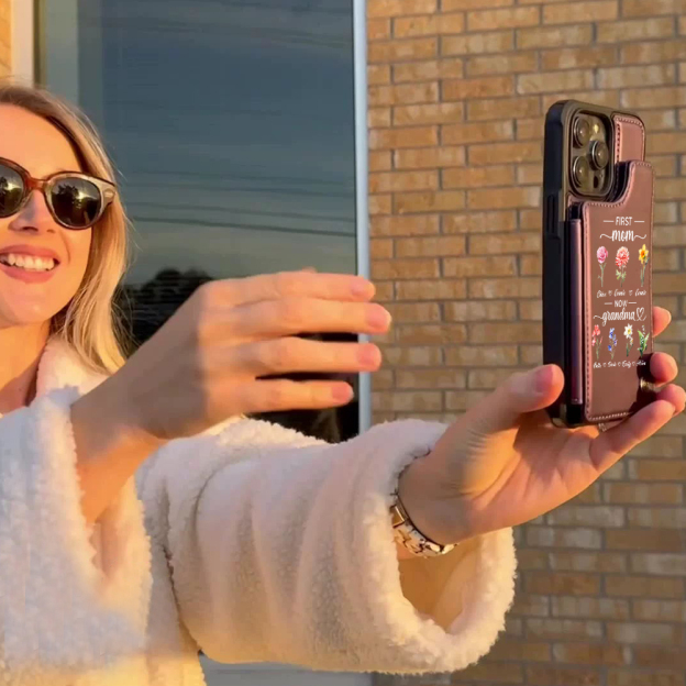 Personalized First Mom Now Grandma Leather Wallet Phone Case for iPhone & Samsung | OFCase152