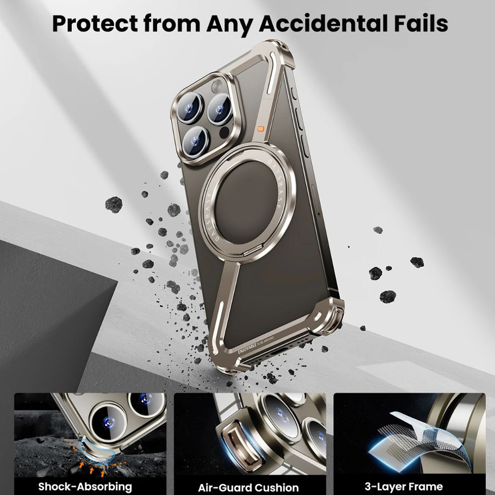 360° Rotation Kickstand MagSafe Aluminum Metal Frameless Z Design Bumper Phone Case for iPhone & Samsung Phone | OFCase158