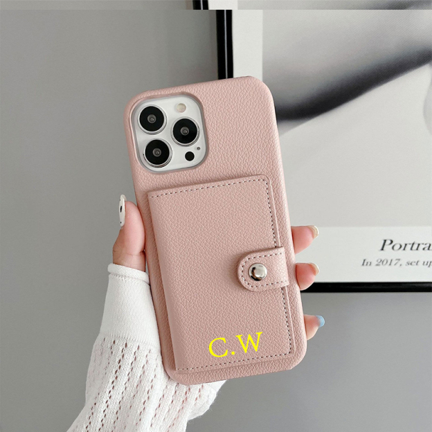 Personalized Monogram Leather Phone Cover Case with Card Pocket | OFCase096