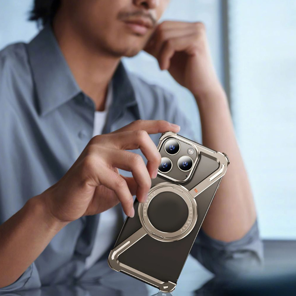 360° Rotation Kickstand MagSafe Aluminum Metal Frameless Z Design Bumper Phone Case for iPhone & Samsung Phone | OFCase158