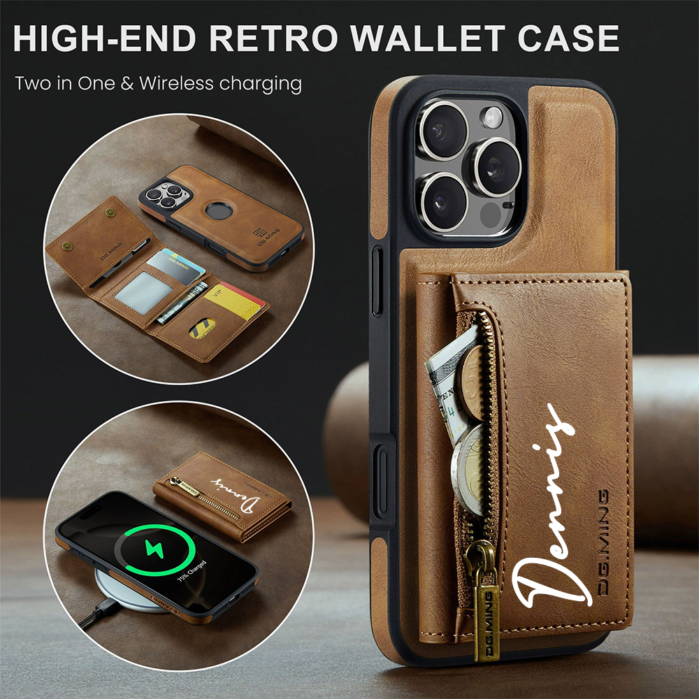 Personalized Leather 2-in-1 Detachable Magnetic Wallet Phone Case | OFCase147
