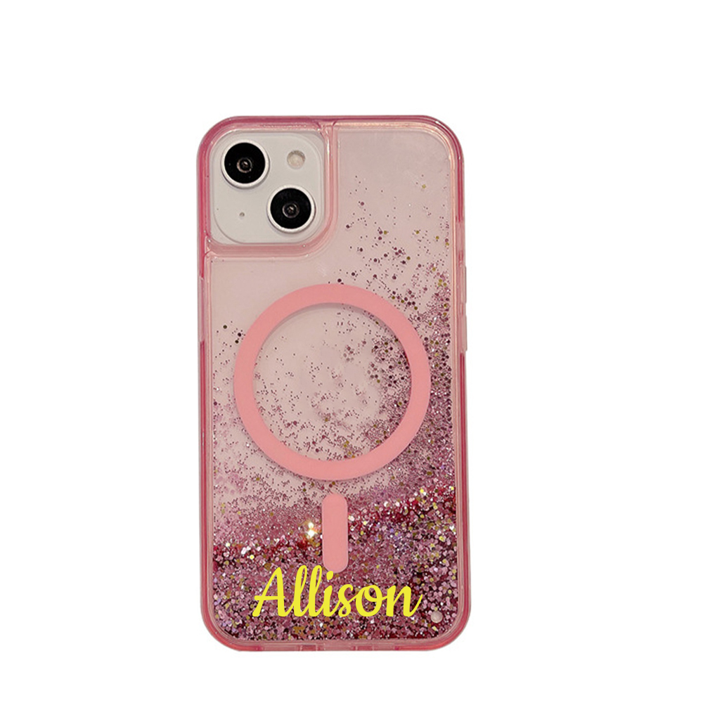 Personalized Magnetic Liquid Quicksand Glitter Bling iPhone Case | OFCase148