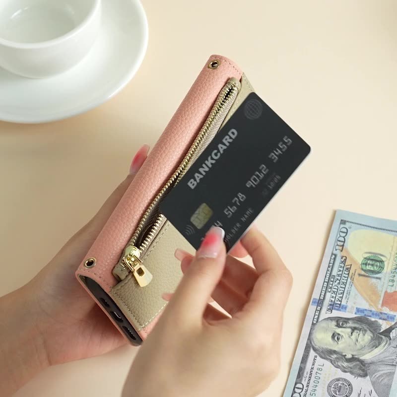 Personalised Monogram Phone Wallet Case with Crossbody Strap | OFCase142