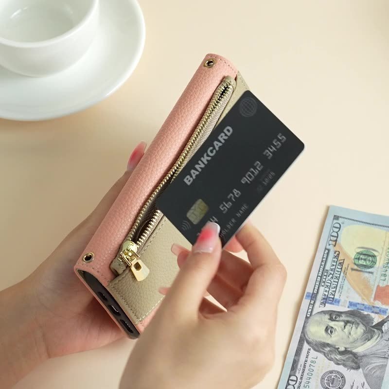 Personalised Monogram Phone Wallet Case with Crossbody Strap | OFCase142