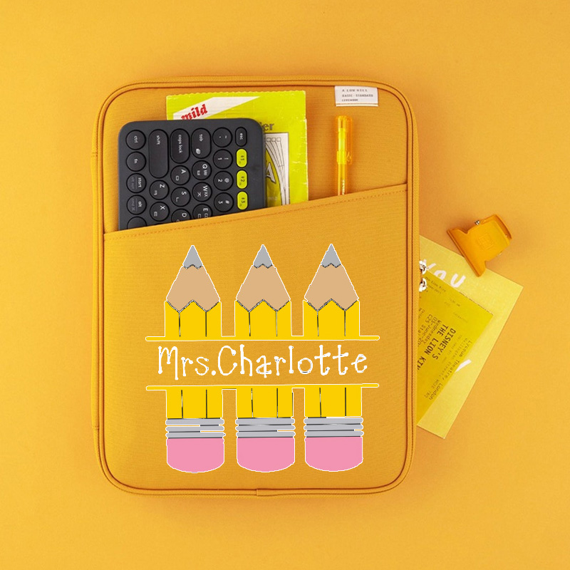 Personalized Name Pencil Teacher Laptop Case Bag | OFBag06