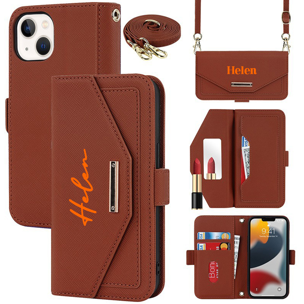 Personalised Monogram Card Holder Wallet Crossbody Phone Case for iPhone & Samsung & Google Pixel | OFCase156