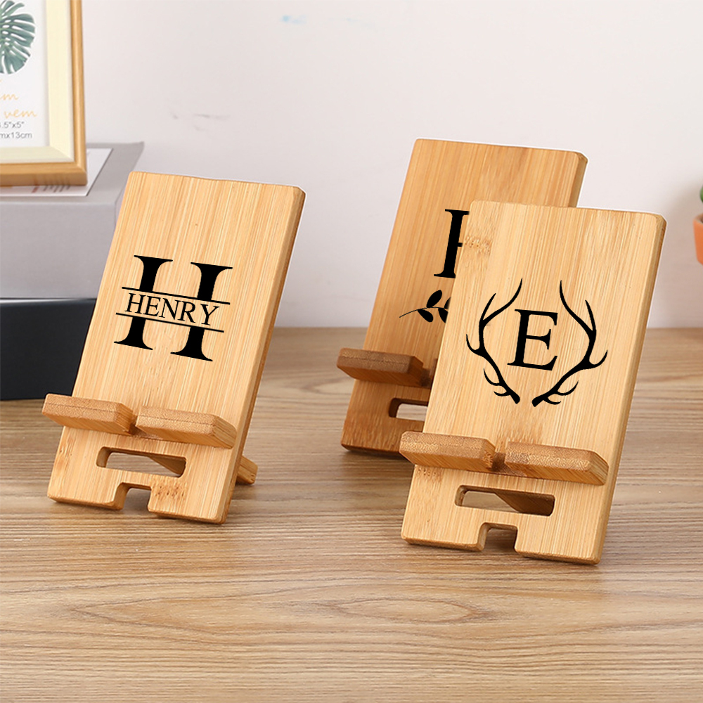 Personalized Monogram Engraving Wood Phone/Pad Holder | OFStand05