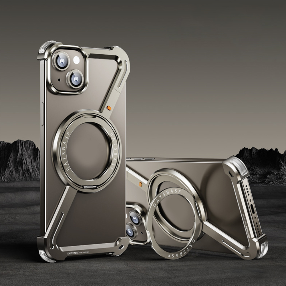 360° Rotation Kickstand MagSafe Aluminum Metal Frameless Z Design Bumper Phone Case for iPhone & Samsung Phone | OFCase158