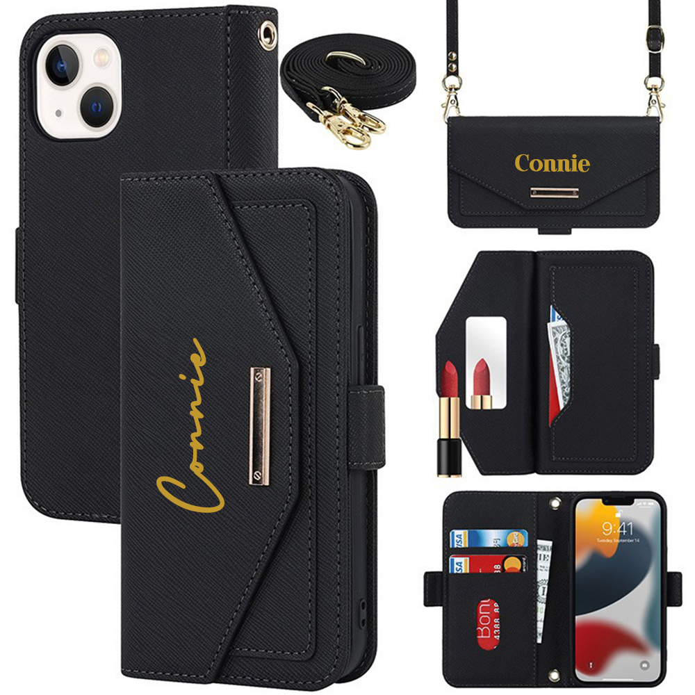 Personalised Monogram Card Holder Wallet Crossbody Phone Case for iPhone & Samsung & Google Pixel | OFCase156