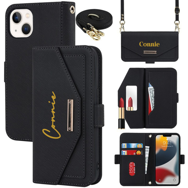 Personalised Monogram Card Holder Wallet Crossbody Phone Case for iPhone & Samsung & Google Pixel | OFCase156