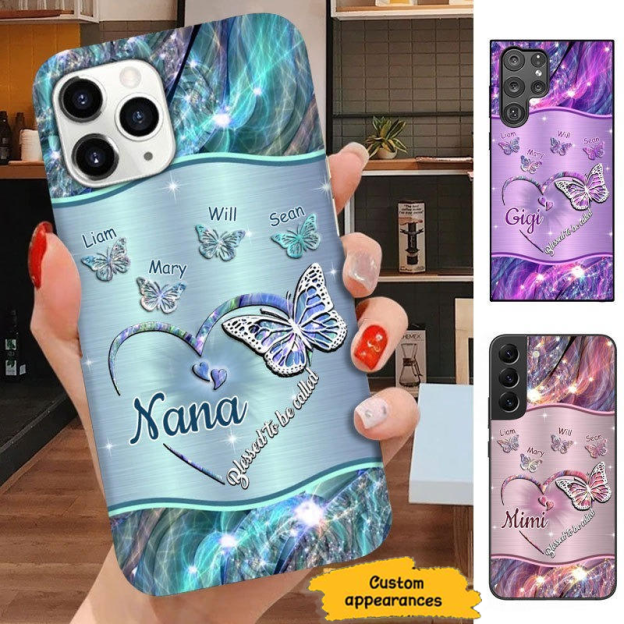 Personalized Butterflies Blessed to be called Nana Mama Phone Cover Case | OFCase107